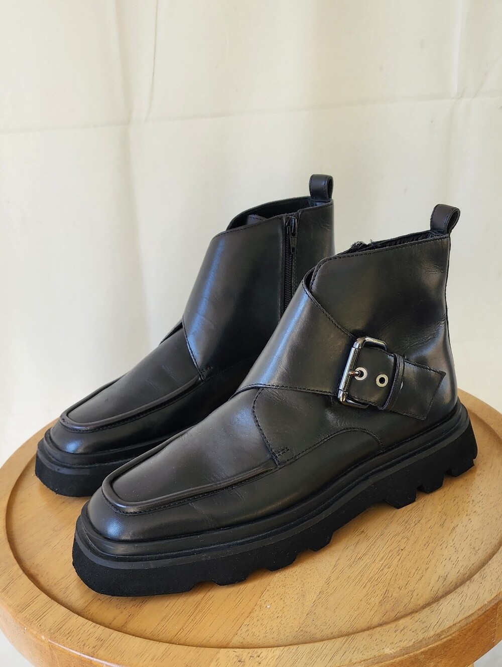 Anthropologie Pilcro Black Leather Buckle Ankle Boots